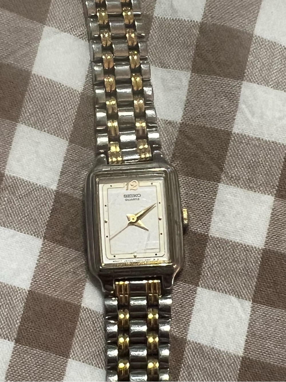 Seiko Two-Tone Silver and Gold Rectangular Watch